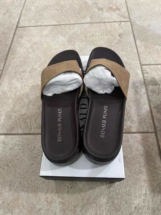 Donald Pliner Fiji Platform Slide Sandals Bronze Size 8 1/2 NEW - Picture 4 of 11